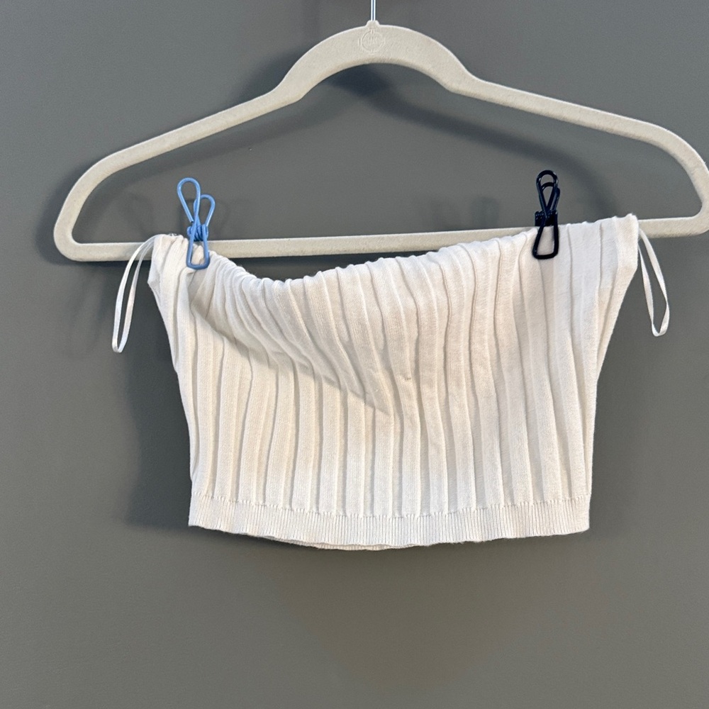 Chic White Ribbed Tube Top